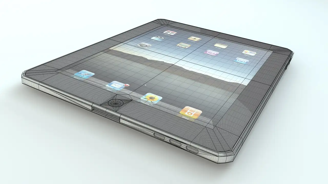 ipad平板电脑3D模型 苹果（Apple） - C4D之家 - Wire.jpg