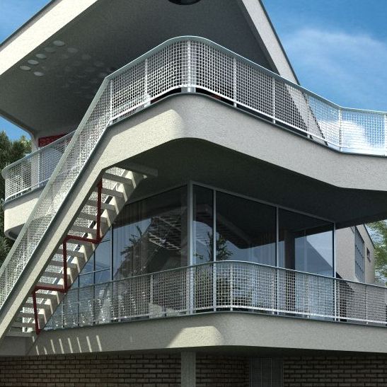 室外两层办公大楼建筑C4D模型 Two office buildings 3D model