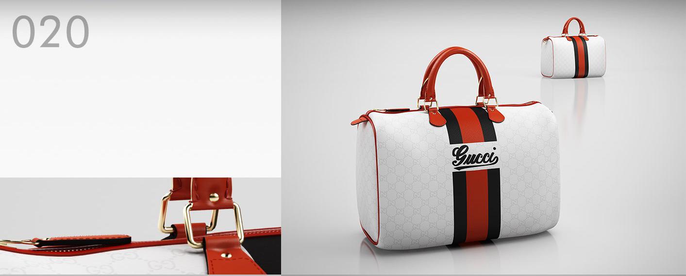 红白相间的女性皮包C4D模型 Women purses 3D model