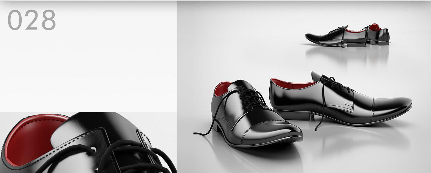 男士黑色皮鞋、系带黑皮鞋C4D模型 Men's black shoes 3D model - C4D之家 - 028.jpg