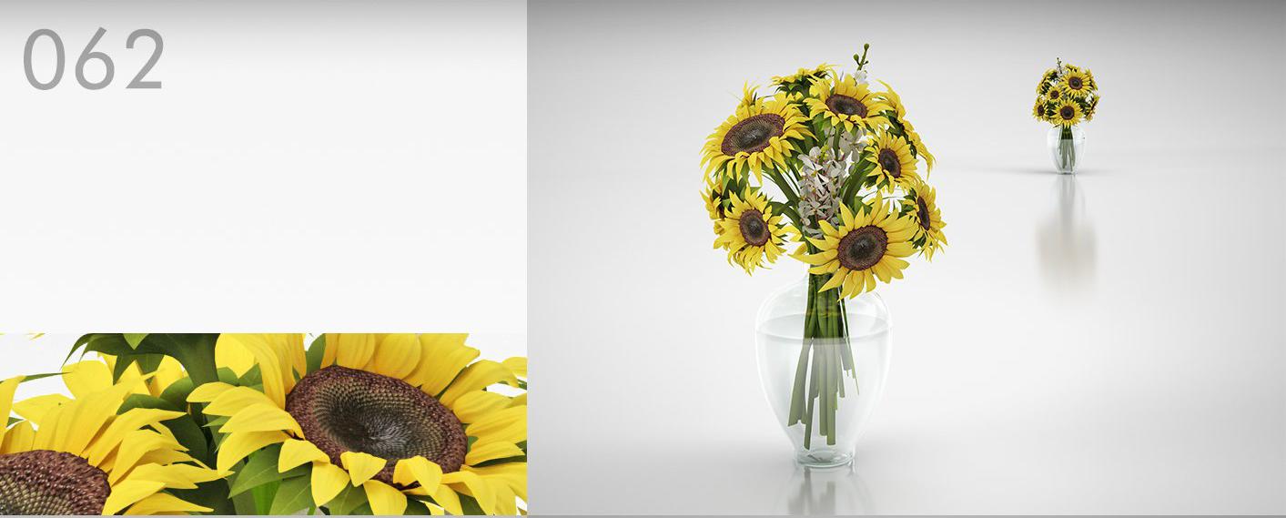 室内装饰花瓶：向日葵插花C4D模型 Sunflowers Floral 3D model - C4D之家 - 062.jpg