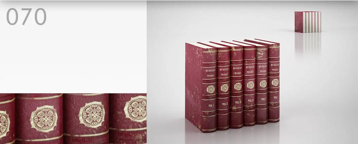 红色外语精装书籍C4D模型 Western hardcover books 3D model
