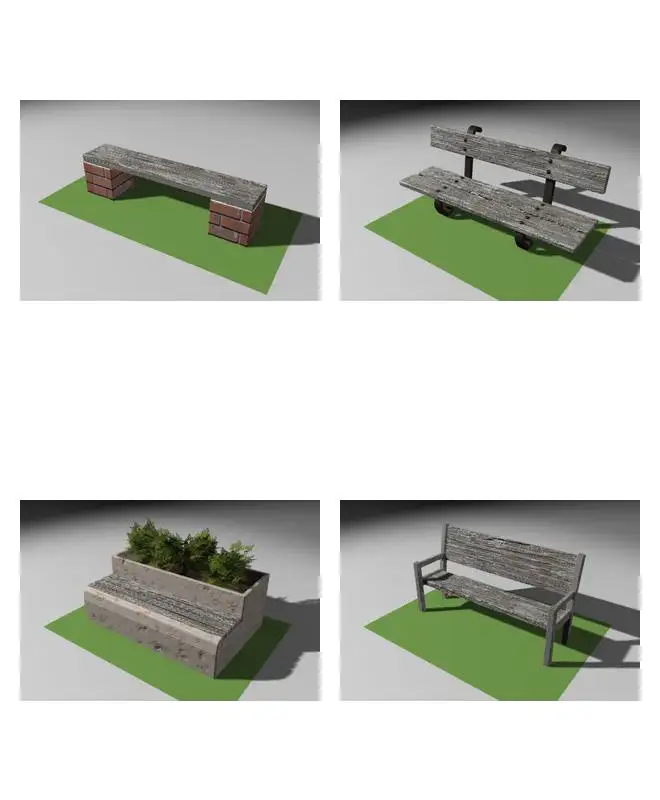 公园休闲椅、木椅C4D模型 Park leisure chairs 3D model - C4D之家 - DGD2-01.jpg