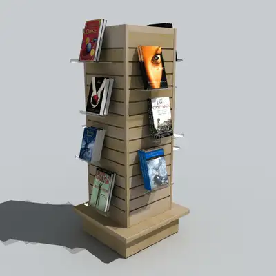 书店实木书架、书柜、书籍展台C4D模型 Bookstore desk, bookcases, shelves 3D model - C4D之家 - volume007-03.jpg