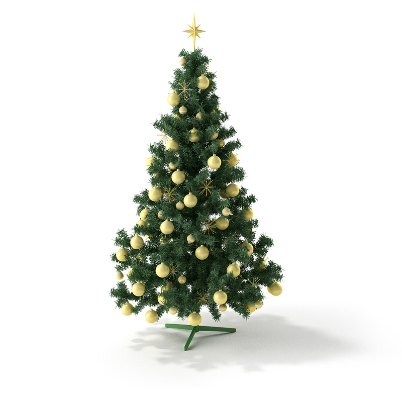 黄色圣诞树C4D模型 Christmas tree 3D model - C4D之家 - RENDERS 03.jpg