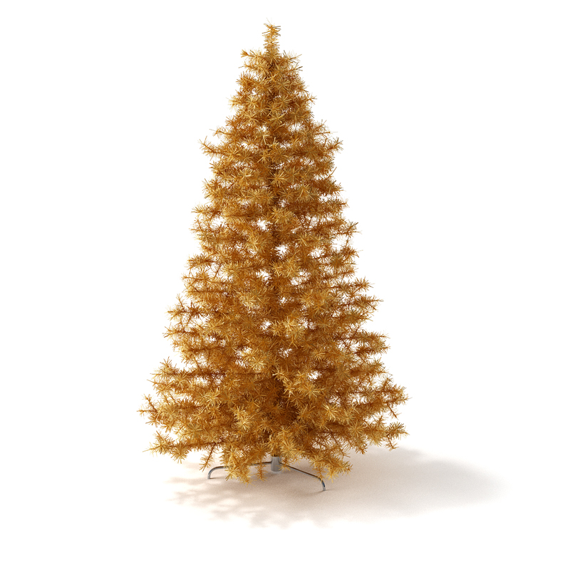 金黄色圣诞树C4D模型 Christmas tree 3D model - C4D之家 - RENDERS 07.jpg