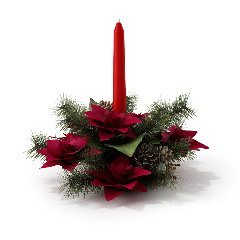 圣诞节装饰品：松枝、松果、蜡烛C4D模型 Christmas decorations 3D model - C4D之家 - RENDERS 17.jpg