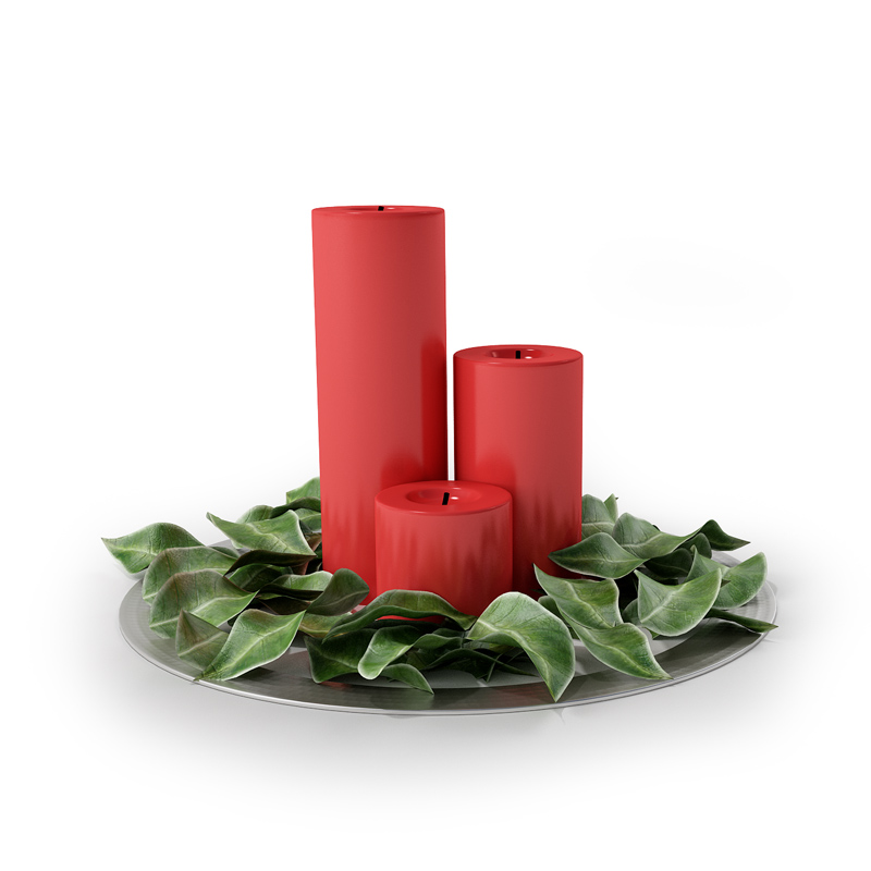 圣诞节装饰品：红蜡烛C4D模型 Christmas red candles 3D model - C4D之家 - RENDERS 18.jpg