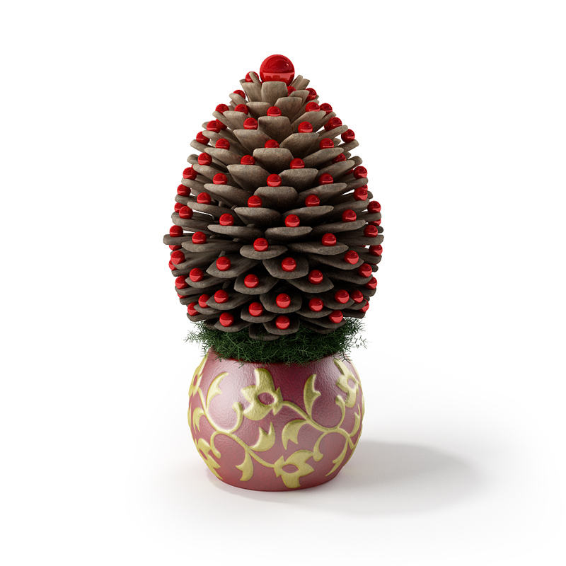 圣诞节装饰物：松果造型C4D模型 Christmas pinecone 3D model - C4D之家 - RENDERS 20.jpg