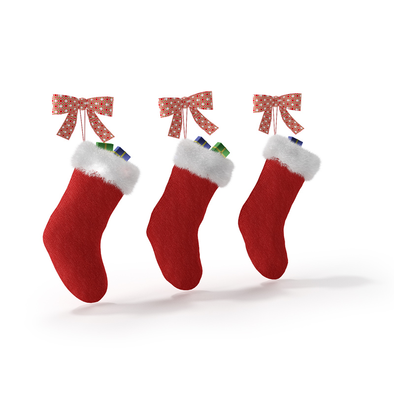 圣诞节饰品：圣诞老人的红袜子C4D模型 Christmas red socks 3D model - C4D之家 - RENDERS 25.jpg