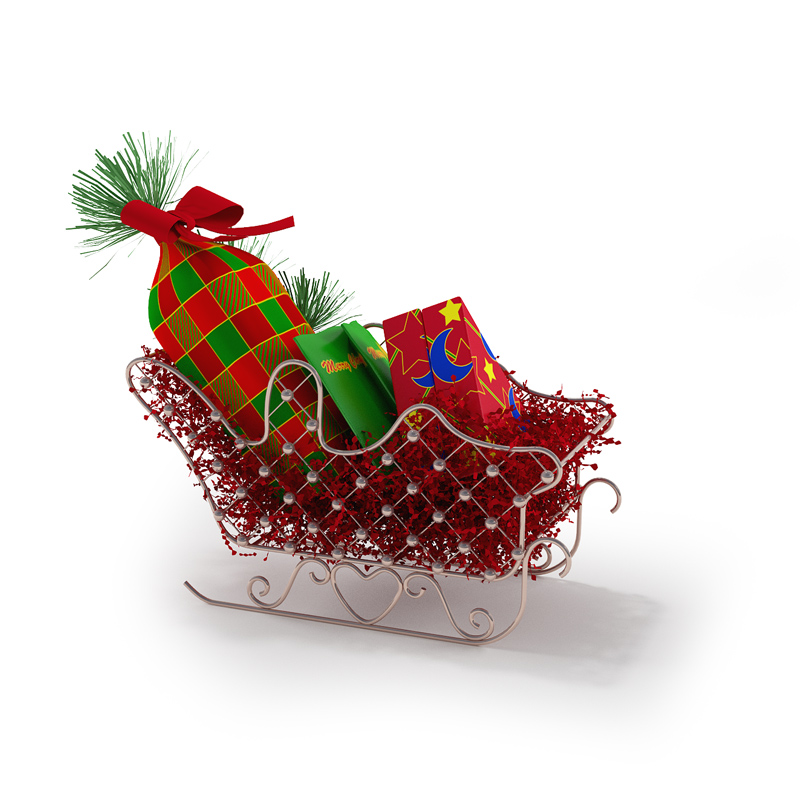 圣诞节礼物车：糖果、礼盒C4D模型 Christmas present 3D model