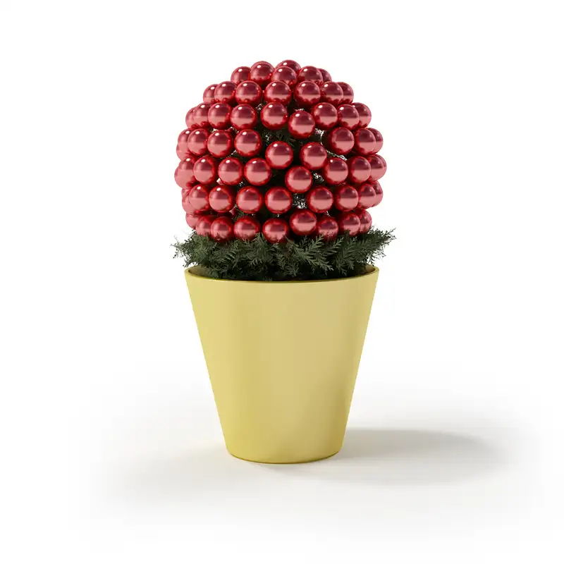 圣诞节装饰品：红色圆球盆景装饰C4D模型 Christmas decorations 3D model
