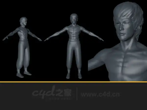 华人武打**李小龙3D模型（含多种格式：FBX/C4D/MB）