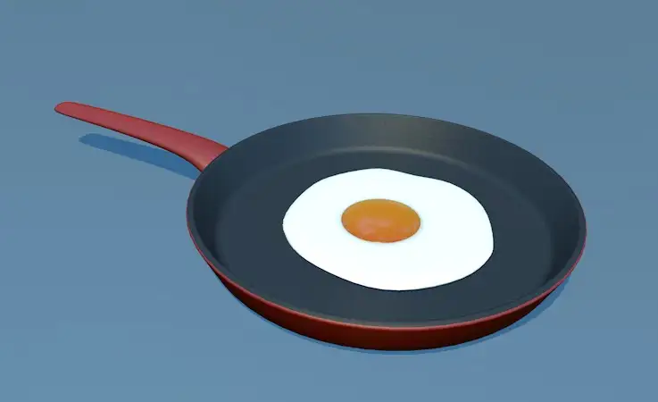 平底锅煎蛋C4D模型 Egg In Pan