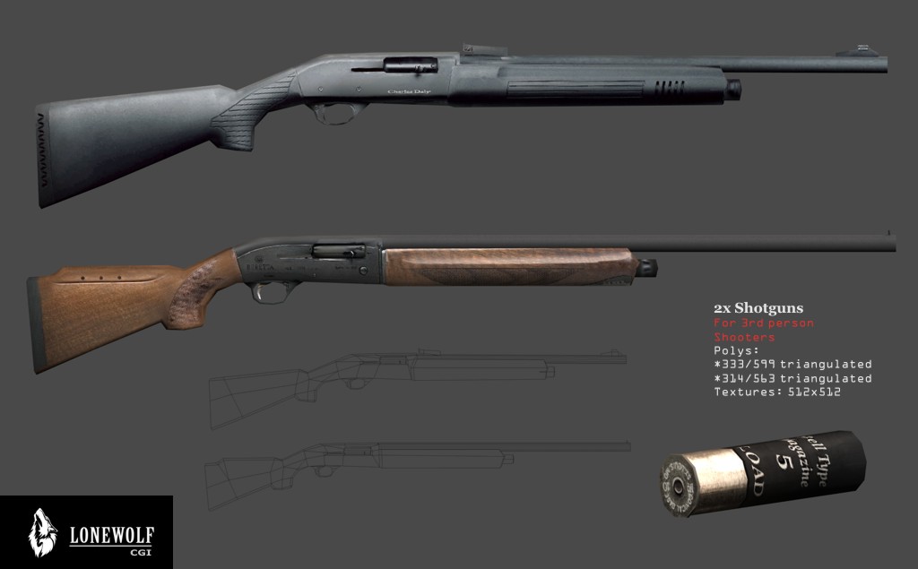 步枪C4D模型 Shotguns