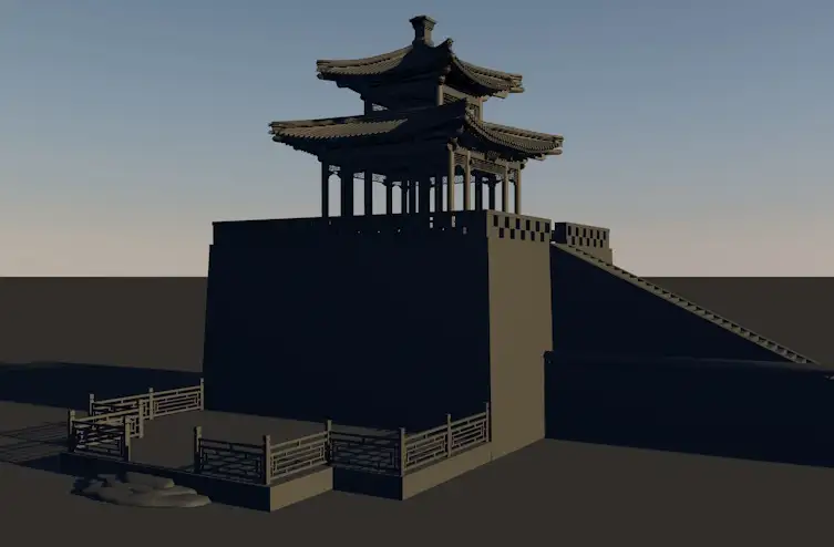 古建模型：城楼3D模型 Ancient tower