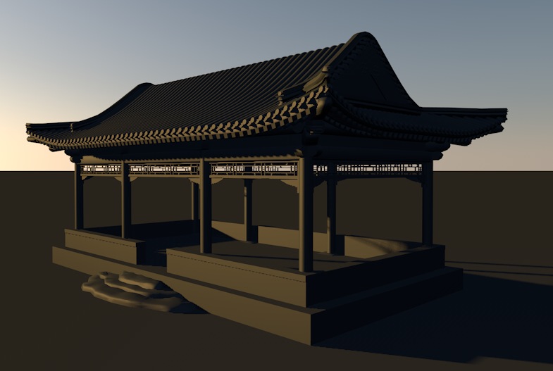 古建模型：亭子3D模型 Ancient pavilion