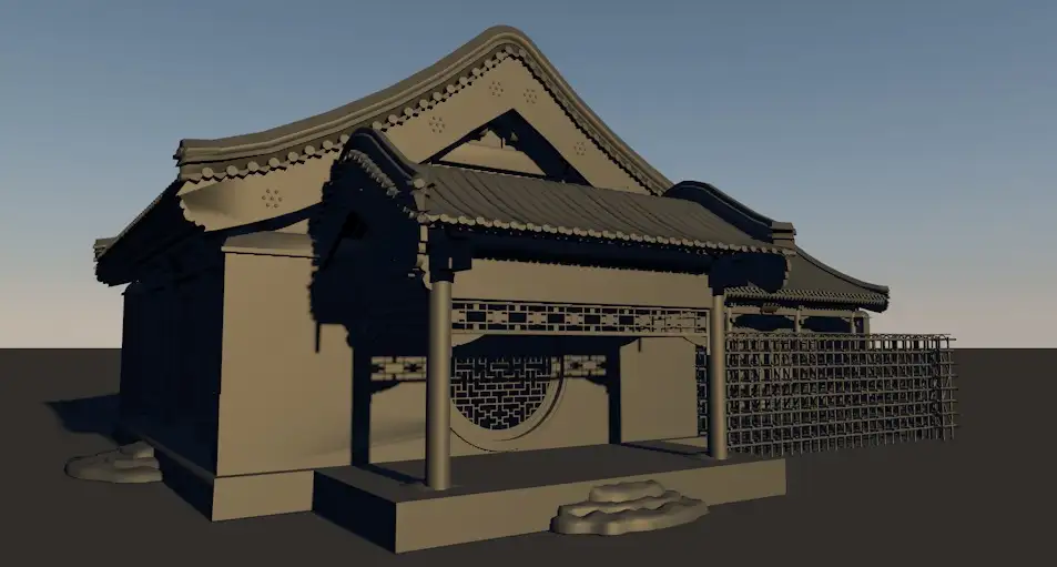 古建院落3D模型 The ancient courtyard