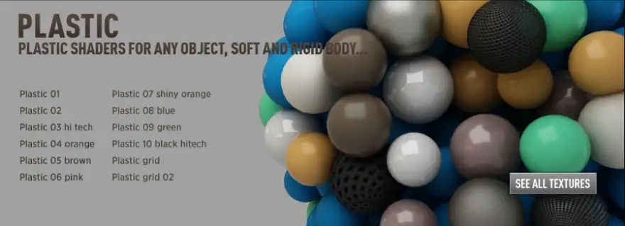 Vray的材质包预设:Render King.Vray Texture Pack v2 - C4D之家 - plastic-vray-textures.jpg