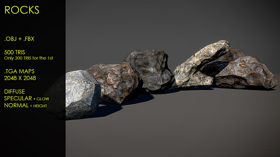 5块石头3D模型（含材质贴图 | C4D/fbx/obj）Stone - C4D之家 - free_rocks_by_nobiax-d5cxkmc.jpg