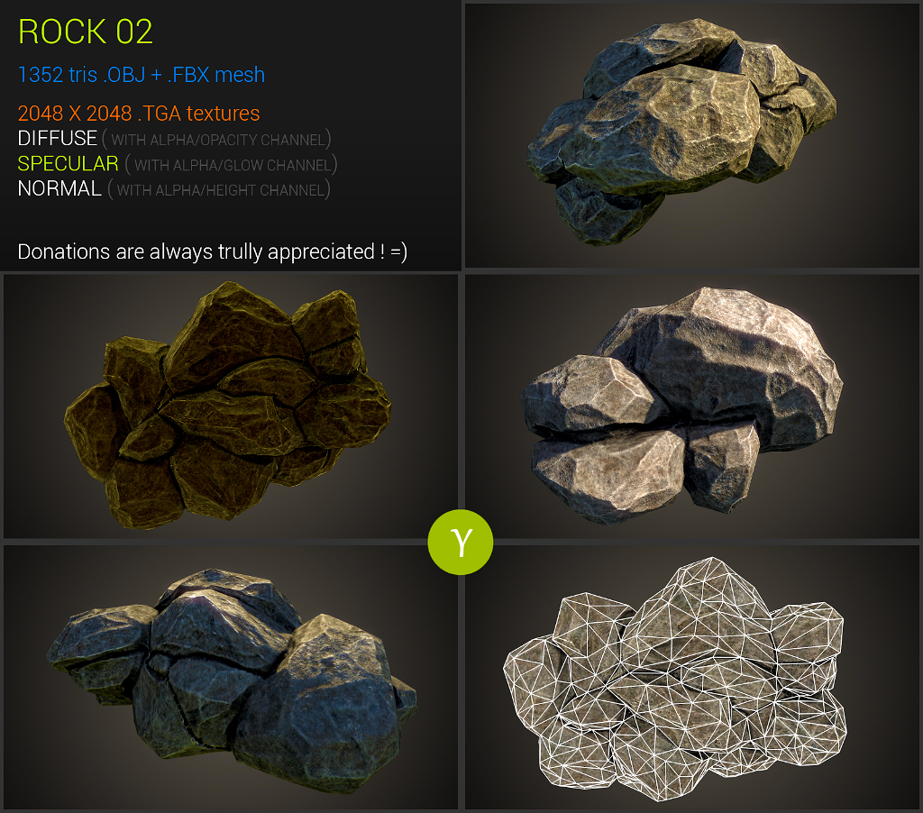 石头3D模型 Stone（含材质贴图 | C4D/fbx/obj） - C4D之家 - preview.jpg