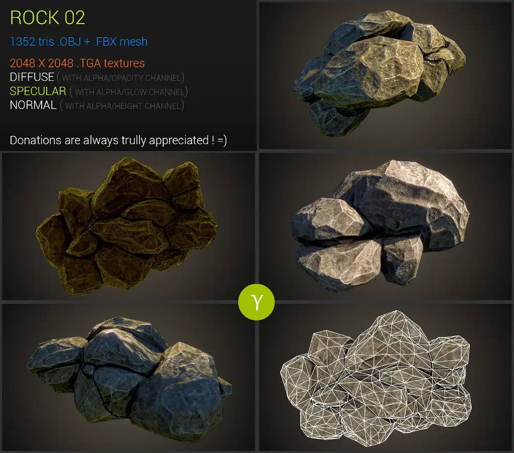 石头3D模型 Stone（含材质贴图 | C4D/fbx/obj） - C4D之家 - preview.jpg