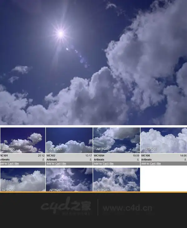 7个天空云彩云朵云雾高清视频素材 Artbeats White Puffy Clouds HD