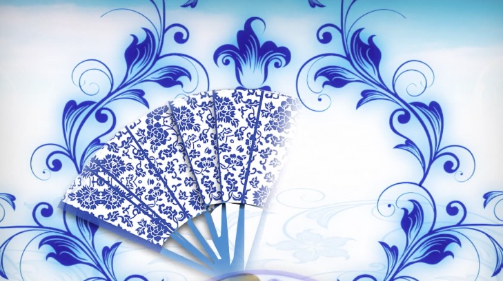 中国风：青花瓷/古典扇子高清视频素材 (MOV)