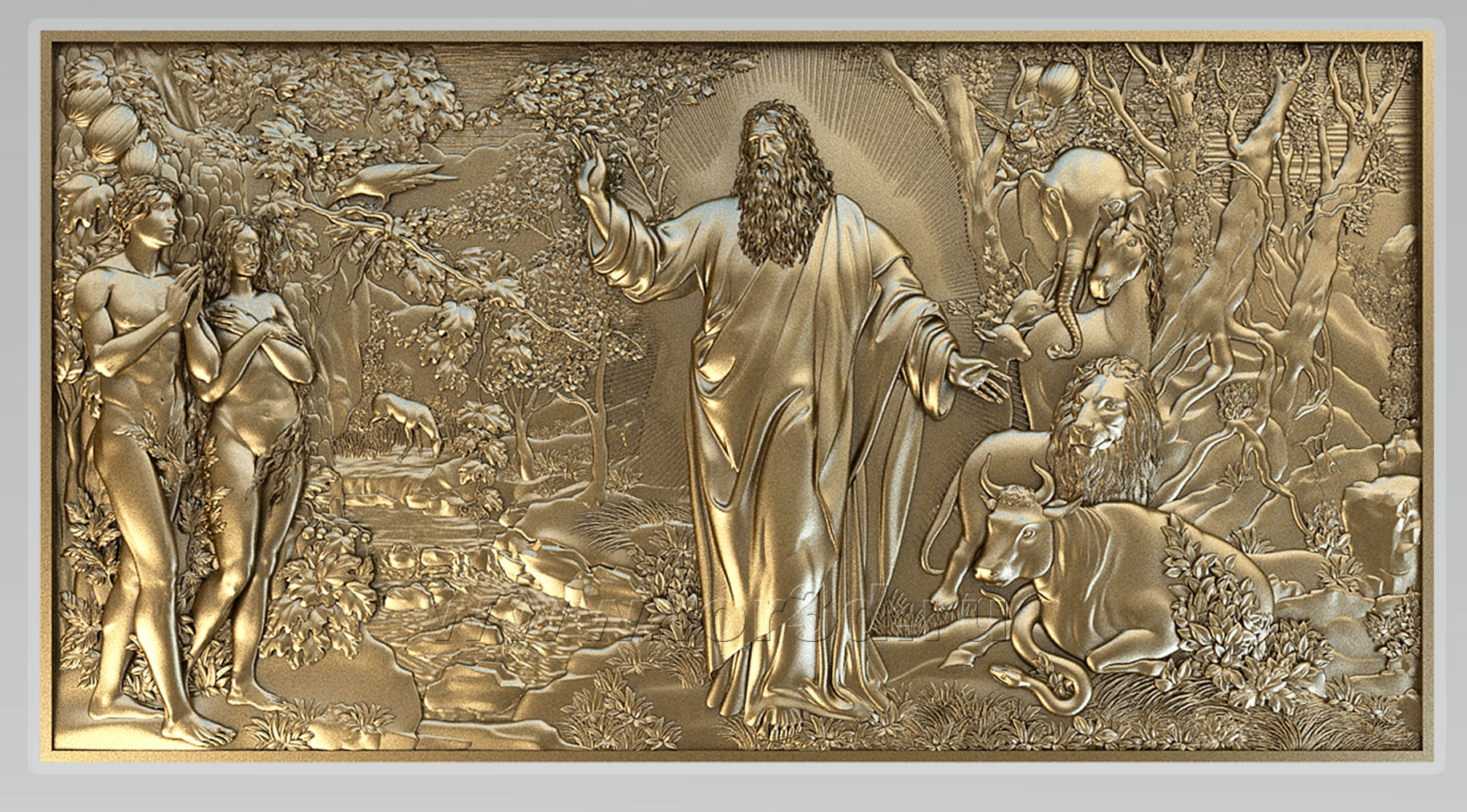 壁画“创世纪”浮雕雕刻模型（STL雕刻三维模型） - C4D之家 - 011_panno_gospod_adam_eva_artcam.jpg