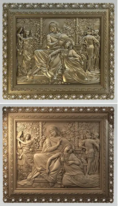 油画《雅歌》浮雕雕刻模型（STL雕刻三维模型）