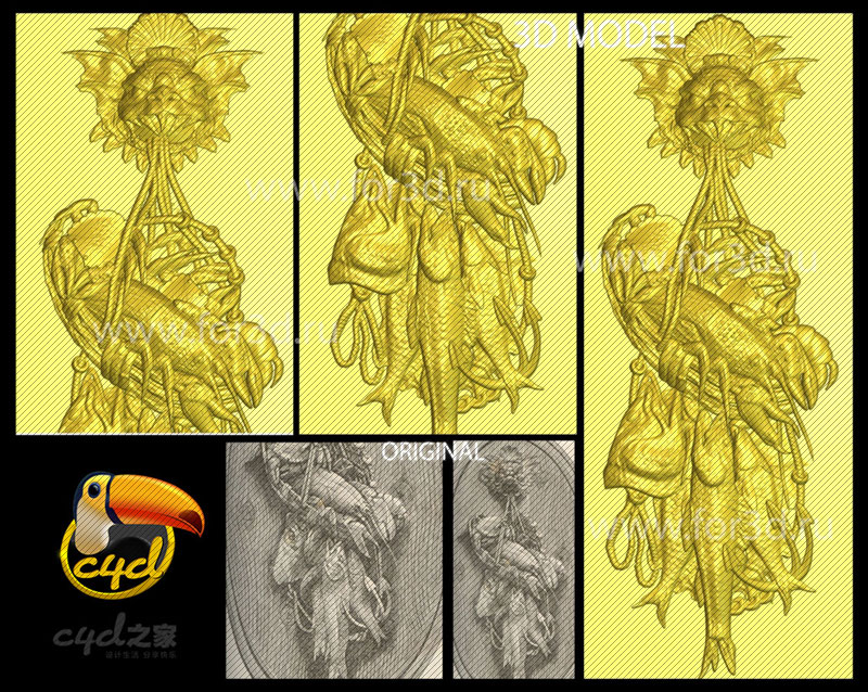 《丰收-年年有鱼》浮雕雕刻3D模型（STL雕刻模型）