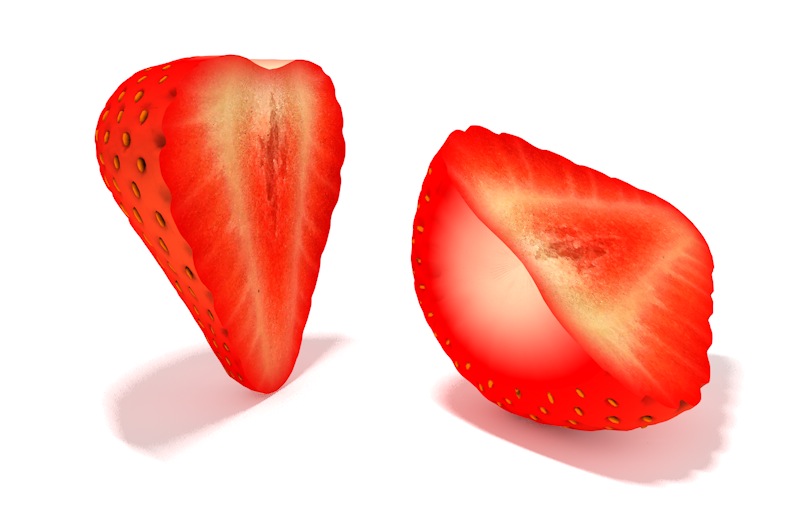 一半切开的草莓C4D模型 strawberry slice