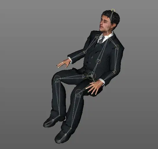商业男士C4D绑定(坐下动作)模型 man 14
