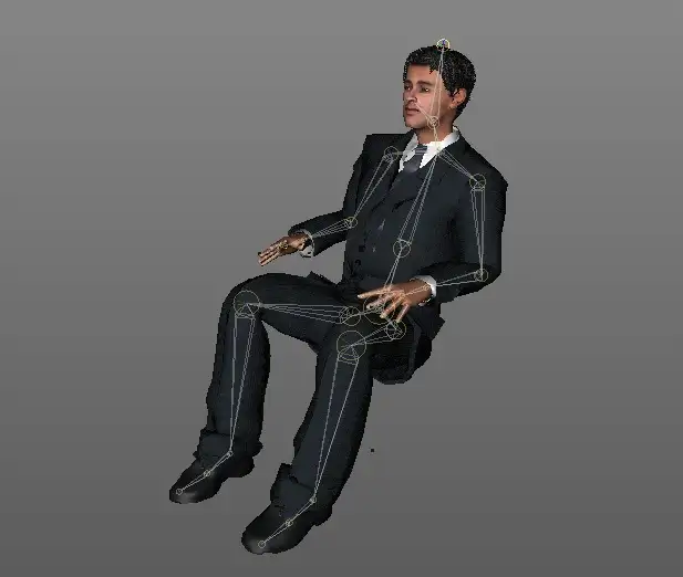 商业男士C4D绑定(坐下动作)模型 man 15