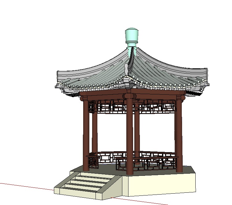 六角凉亭3D模型（su模型）
