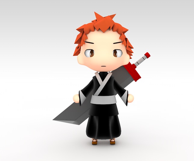C4D卡通人物模型：迷你版死神中黑崎一护3D角色模型Mini Itchigo - C4D之家 - cinema4d_ 2014-03-17 下午4.36.55.jpg