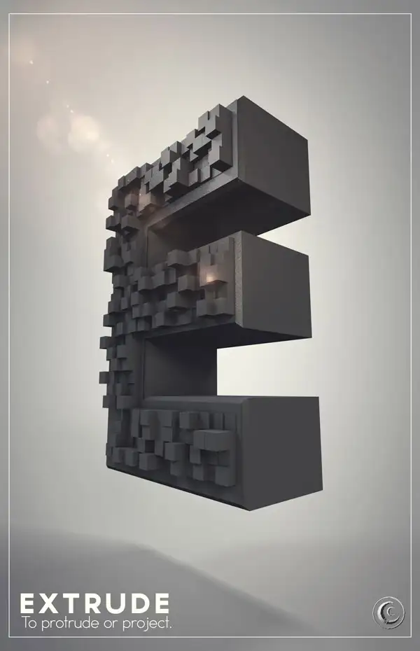 C4D创意字母教程-E（含工程文件） Extrude