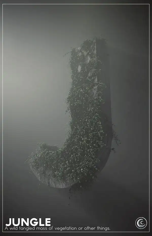 C4D创意字母教程-爬满树藤的字母J（含工程文件） Jungle
