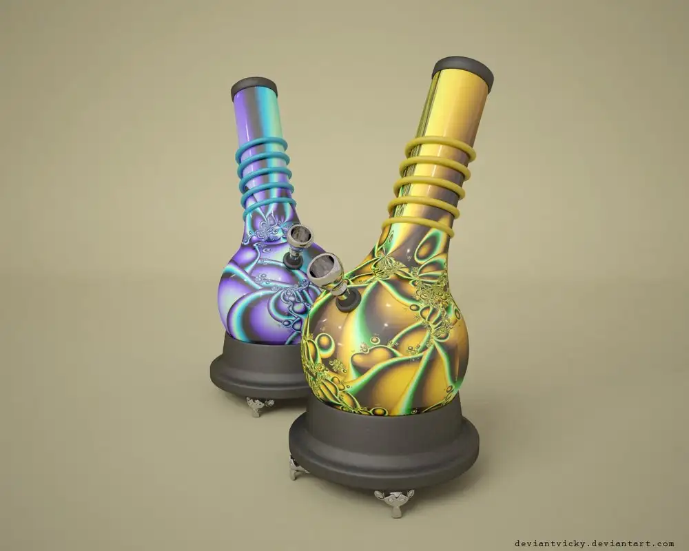 C4D渲染的两个琉璃酒瓶 First V-Ray