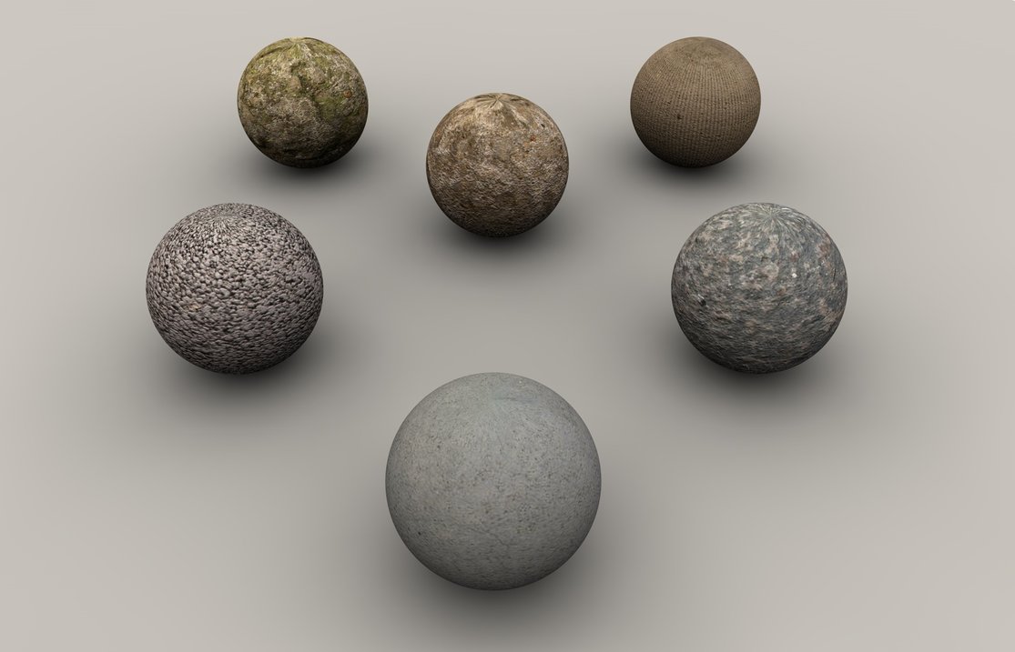 六款石头纹理C4D材质球 Concreted