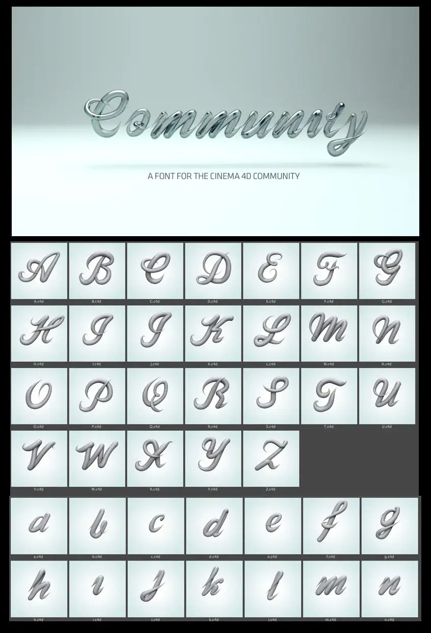 27个大小写英文字母花体模型预设 community font