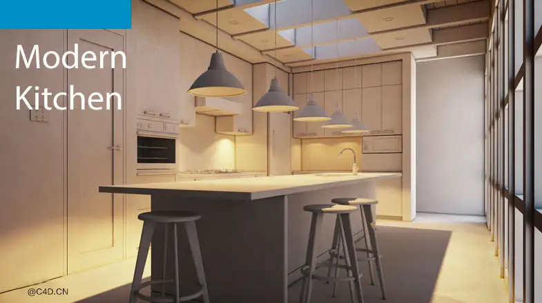 现代化的厨房3D模型 modern kitchen