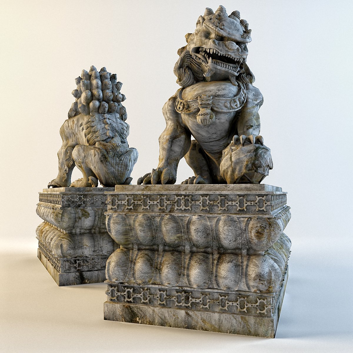 石狮3D模型 stone lion