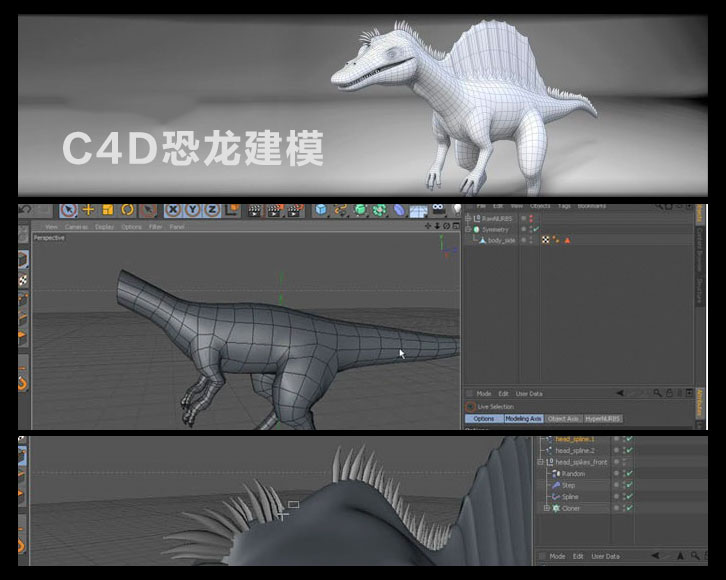C4D恐龙建模视频教程（1.62GB）