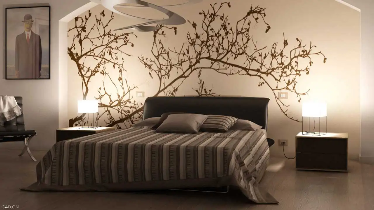 C4D卧室渲染作品 C4D bedroom