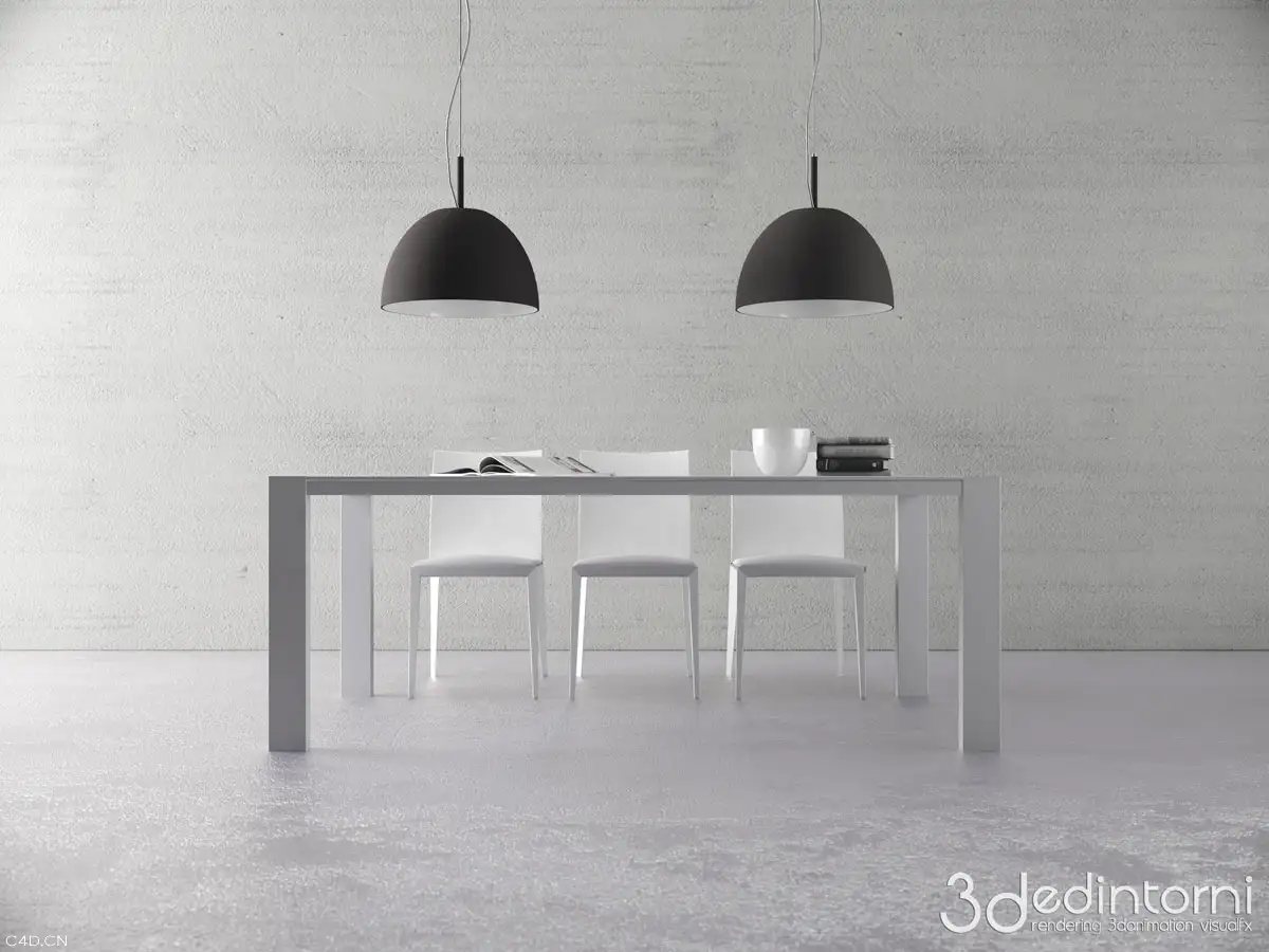 书桌C4D渲染 writing desk