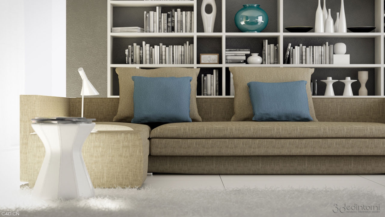 书架C4D渲染 Bookshelf