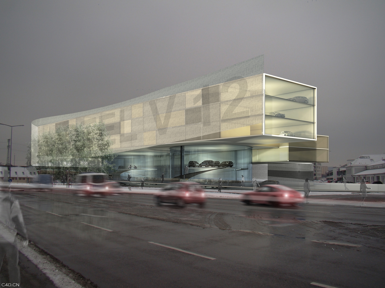 汽车销售中心C4D渲染作品 Automobile sales center