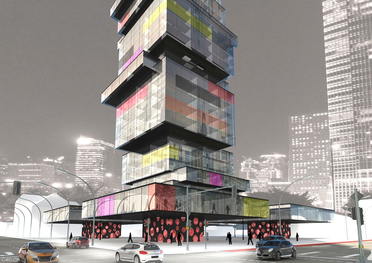 户外建筑：创意大楼C4D渲染作品 - C4D之家 - VISUM1.jpg