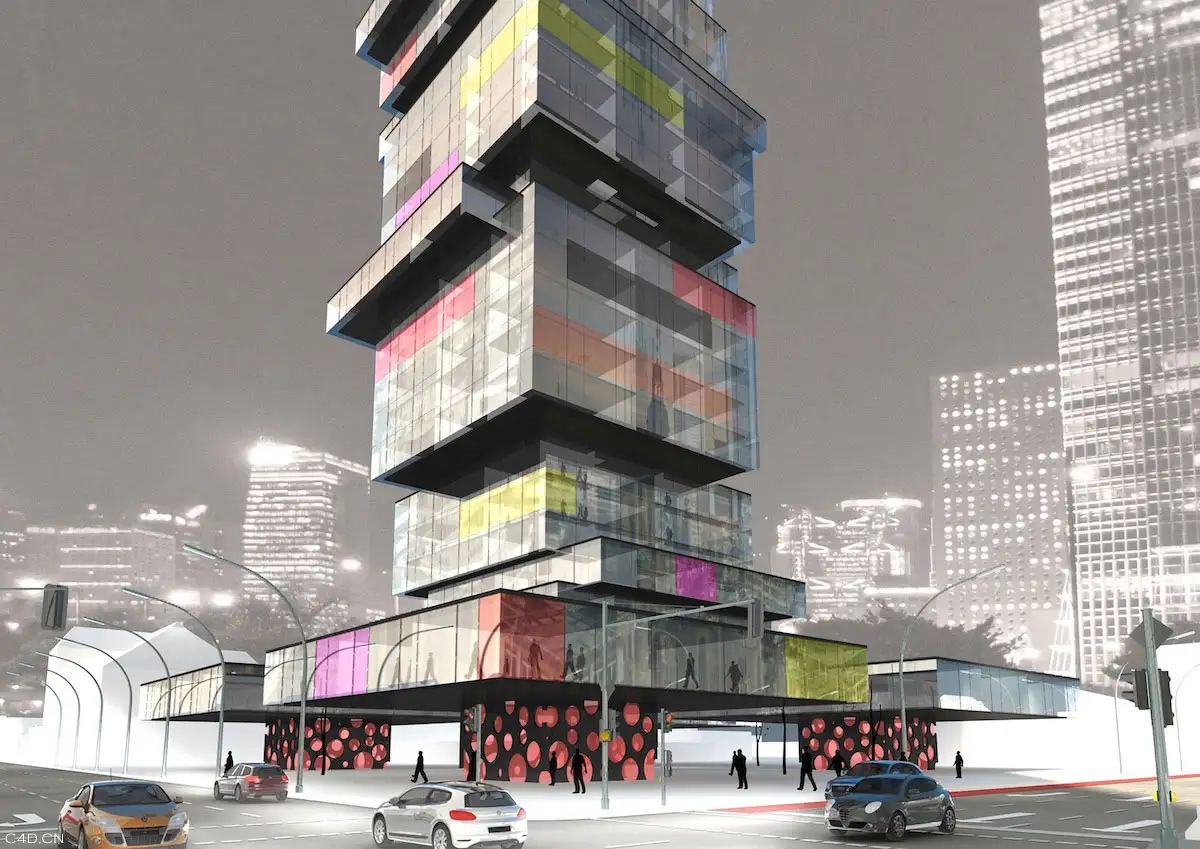 户外建筑：创意大楼C4D渲染作品 - C4D之家 - VISUM1.jpg
